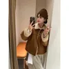 Mulheres jaquetas casuais sherpa grosso quente falso shearling recortado casaco vintage manga longa bolso frontal feminino outerwear chiques topos 231118