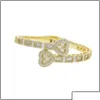 Bracelets de charme Bracelets de charme Baguette délicate Cz forme de coeur bracelet de manchette réglable bracelet glacé Bling 5A zircon cubique Luxu Dha2O
