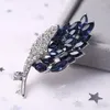 Brooches Crystal Feather For Women Men Luxury 2-color Office Party Clothing Suit Jewelry Gifts