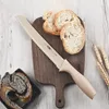 Serrerad brödkniv, rostfritt stålbladbrödskivkniv, skarp knivbrödskärare för utomhuspicknickbröd, bagels, kaka
