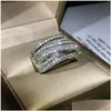 Anéis de banda larga 925 esterlina sier mulheres anéis entrelaçar design anel de casamento de zircônia para presente de dia dos namorados jóias aniversários dhgarden otk4b