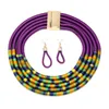 Boucles d'oreilles de collier Set African Style Colorful Multi-Loue Woven Chain Magnétisme Bouton Bohemian Choker Collar Drop