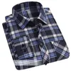 Men's Casual Shirts Plaid Shirt Oversized For Men Cotton Brushed Non-Ironing Loose Business Outfit Camisas Flannel Mens Clothing