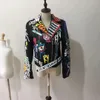 Giacche da donna Rivetti con perline Giacca in pelle PU Donna Graffiti Stampa colorata Giacche e cappotti da motociclista PUNK Giacca streetwear 231117