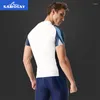 Roupas de banho masculina grande traje de banho curta de manga curta traje de mergulho magro e seco rápido de surf swimming