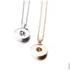 Ожерелья с подвесками Ожерелья с подвесками Sier Plated 12 мм 18 мм Ожерелье с кнопками для женщин Имбирные кнопки с пуговицами Ювелирные изделия Прямая доставка Pe Dhh2E