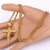 Anhänger Halsketten Luxus religiöse Charme Jesus Kreuz Halskette für Männer Mode Gold Farbe Hip Hop coolen Anhänger mit Kette Halskette Schmuck Geschenke