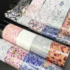 Klistermärken dekaler 50 m/set blommagavfolier för naglar rutig överföring papper hundstottig klistermärken manikyr salong set diy blommor nagel dekorationer 231117