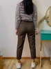 Женские штаны Capris Camkemsey Office Lady Lady Work Leisure Cust Banns Chic Solid Spring осень случайная высокая высокая длина щиколотки для хар -брюки. Женщина 230418