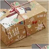 Present Wrap 4/8/12/16st Kraft Paper Candy Boxes God julklapp Wrap Cookie Box Clear Window Packaging Bag Party Favor New Year Dr Dhkqf