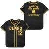 Moive Baseball The Bad News Bears Jersey 12 Tanner Boyle 3 Kelly Leak Pinstripe Black White Team Color Color Color Coluable Pullover Cool BaseStown Retire