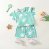 Kledingsets geboren Baby 2pcs Easter Outfits Toddler Boys Girls Korte Mouw Wortel Print Tops Shorts Set