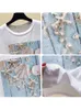 Women's T-Shirt Pink Summer T shirt Women Tops White Tshirt Women Korean Clothes Short Sleeve Casual Purple Sequins Diamond Tee shirt Femme 230418