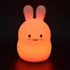 Lampenschirme Hase LED Nachtlicht Berührungssensor 9 Farben Batteriebetriebene Cartoon Silikon Hase Nachttischlampe für Kinder Kinder Baby Spielzeug Geschenk 230418