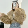 Women's Jackets Women's Fur Coat Winter Raccoon Dog Car Strips Warm Short Luxury Lapel Temperament Thickened