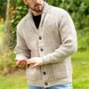 2023 Herr Cardigan Autumn/Winter New Men's Mixed Color Long Sleeve Polo Pocket Sweater Knit Large