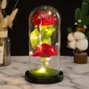 Dekorativa blommor Två simulering Roses Glass Ornament Creative Valentine's Day Gift LED Nightlight Wholesale