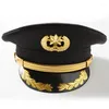 Berets Style Peaked Cap Property Security Da Gai Mao Yan Black Protocol And Etiquette Doorman Yellow Edge Hat 2023