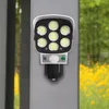 1 pz Lampade da parete per esterni 77 LED 3 modalità Lampada solare Luci di sicurezza per esterni Sensore di movimento PIR wireless Faretto per giardino Parco Strada Negozio Lampade da parete esterne