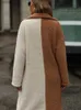 Mélanges de laine pour femmes nouvelle veste d'automne de vêtements pour femmes personnalisé Patchwork col de costume Long traîneau Style de rue un bouton Trench Coat pour les femmes L231118