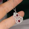 Xiy – collier en or massif véritable, diamant 0,35 ct, 0,45 ct, rubis naturel, gourde porte-bonheur, pendentif en pierre précieuse