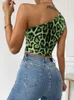 Chemisiers pour femmes Femmes Sexy Col incliné Off-the-shoulder Top Léopard Imprimé Crop Pull Chemises Sans Manches High Streetwear Blouse