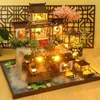 Acessórios para casa de boneca, faça você mesmo, kit de construção em miniatura de madeira, casas de boneca com móveis, casa antiga chinesa, brinquedos artesanais f