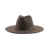 Beret Hats for Women Hat Man Mężczyzna Fedoras Zima Zima Big Brim 9,5 cm pasek pasowy Casual Solid Panama Cap Sombrero Hombre