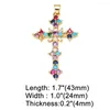 Pendant Necklaces OCESRIO Big Multicolor Crystal Cross For Necklace Copper Gold Plated Crucifix Jewelry Making Supplies Wholesale Pdtb078