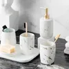 Bath Accessory Set Luxury Light Bathroom 5-Piece Home Wash Polyester Supplies Mouth Cup Toothbrush Marble El Standard