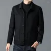 Men's Jackets 2023 Spring Autumn Men Black Gray Khaki Cashmere Male Turn Down Collar Single-Breasted Sheep Woolen Coat Casual Outfits