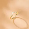 Band Rings Kolmnsta 2mm VShaped Zircon ProngSet Copper Ring Simple threecolor Wedding Band for Women AA230417