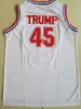 Moive Baseball US New York 45 Edworder Trump Jerseys Męs biały szarość