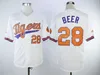 クレムソンタイガースカレッジ野球28セスビールジャージーメンチームカラーパープルオレンジホワイト刺繍と縫製クーパースタウンビンテージクールベースユニバーシティピュアコットン