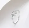 Pierścienie zespołowe 18k podwójny t w kształcie litery T otwarte różowe złoto męskie i damskie pierścień Diamond Ringyoc0
