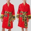 Bath Robe Designer Long Hoodie Lovers Couples Longstyle European Printing Bright 100% Cotton Luxurious Couple Bathrobe Wholesale 2 Pairs h38j