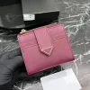 2024 Luxurys Designer Carteira Bolsa para Mulheres Mens Titular do Cartão Triângulo Coin Bolsa Marca Moda Carteiras Moeda Bolsas Banknote Bag Titular Cartão Preto Rosa Passaporte com