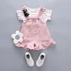 Giyim setleri 2 adet sevimli yürümeye başlayan çocuk kız kız tshirtsuspender şort, kıyafetler moda bebek setleri takım elbise yok çanta yok 230418