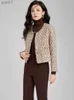 Women's Wool Blends ZJYT Elegant Ladies Vintage Tweed Woolen Jacket for Women 2023 Fashion Autumn Winter Coats Short O Neck Outerwear Veste FemmeL231118