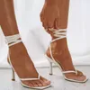 Dress Shoes Summer Women Sandals Sexy Thin High Heels Shape Black Fashion Square Toe Ladies Ankle Strap Thong Large Size