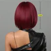 Synthetic Wigs Short Wine Red Bob With Full Bangs Natural for Women Heat Resistant Female Fake Hair Afro Cosplay Daily 230417