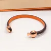 Luxury Fashion V-shaped Leather Bracelet New Brand Couple Double Round Buckle Bracelet High Quality Designer Bracelet