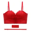 Bras Women Lace Sexy Lace Invisível Braço Frontente Furro Push Up Strapless Bra Bralette Lingerie Pequena Chave Resncinha Não deslizante Para Casamento P230417