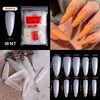 100/500 PCS PRO Branco Transparente V Reto Redondo Extremidade Completa / Meio Acrílico Caixão de Balé Pontas de Unhas Falsas Francesas Ponta de Unha Falsa Manicure Nail ArtUnhas Falsas Ferramentas para Nail Art