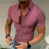 Mäns casual skjortor Summer Mens Vintage Plaid Shirt Fashion Casual Luxury Shirt Short Sleeve Hawaii Shirts For Men Blusa Camisa Masculina 230418