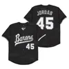 Moive Baseball Michael45 Birmingham Barons Jerseysボタンダウンメンズブラックホワイトグレーステッチレトロカレッジクーパーズタウンクールベースリタイアスポーツ