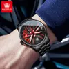 Horloges OLEVS 9937 Wheel Design Hoge kwaliteit waterdicht horloge voor heren Sport Quartz roestvrijstalen band Herenhorloge Lichtgevend 231118