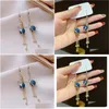 Dangle & Chandelier Fashion Geometric Tassel Earring Blue Deer Crystal Drop Earrings For Woman Girls Elegant Jewelry Accesso Dhgarden Otnov