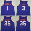 Valley City Kevin Durant Maillots de basket-ball 35 gagnés Devin Booker 1 Bradley Beal 3 Déclaration respirante entièrement cousue pour les fans de sport équipe noir blanc violet hommes vente