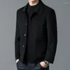 Giacche da uomo 2023 Primavera Autunno Uomo Nero Grigio Cachi Cashmere Maschile Colletto rovesciato Monopetto Cappotto di lana di pecora Abiti casual